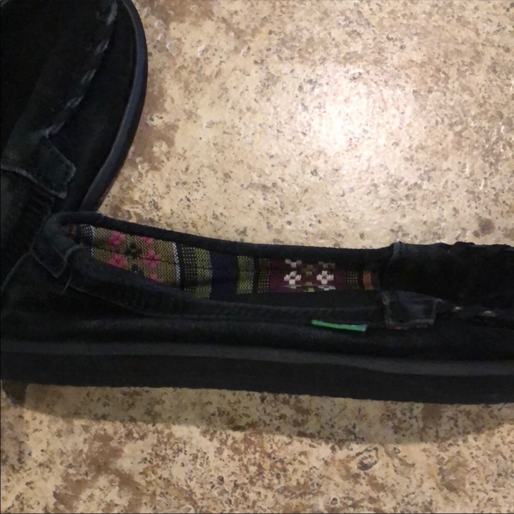 Sanuk suede slip-ons.